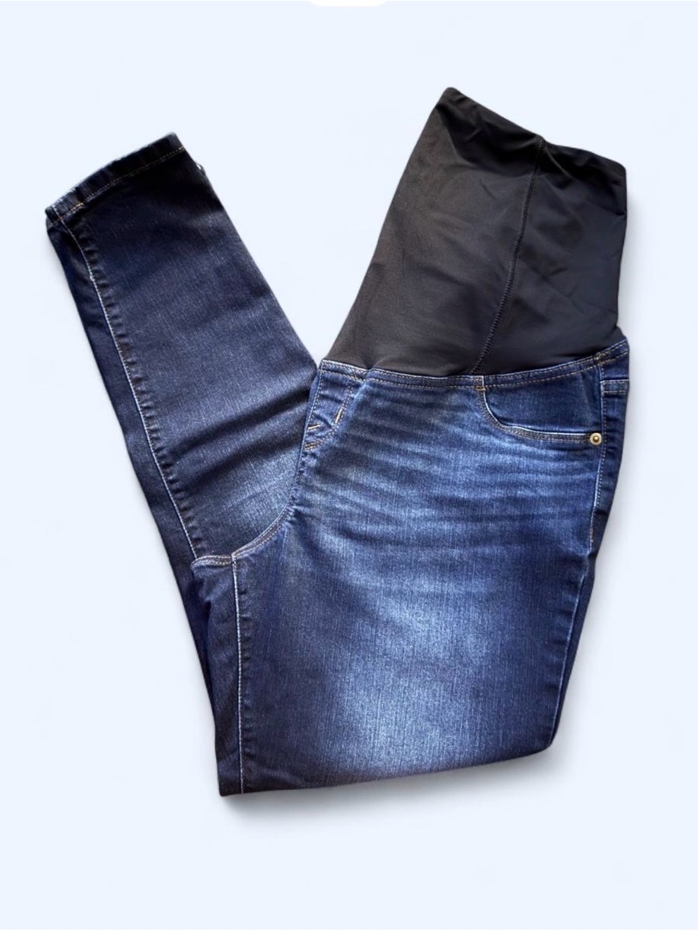 Maternity Dark Blue Skinny Jeans with Black Support Panel